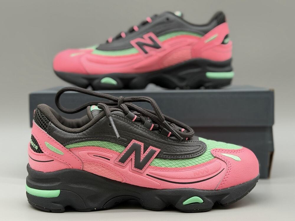 New Balance 1000 Unisex Kids Low Top Lace-Up Pink/Black/Green US 4.5Y/6 Women
